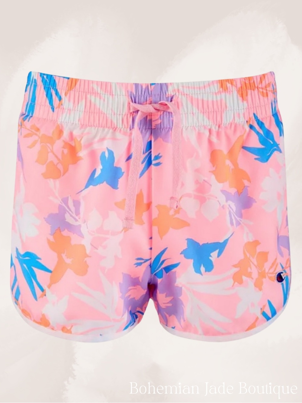 Champion Girls Floral Running Shorts Size 6X Pink Athletic Lined